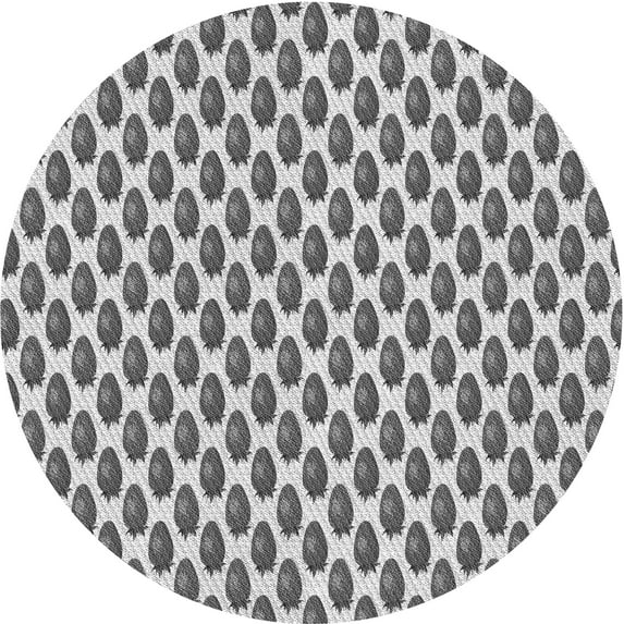 Ahgly Company Machine Washable Indoor Round Transitional Platinum Silver Gray Area Rugs, 8' Round