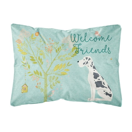 Welcome Friends Harlequin Great Dane Canvas Fabric Decorative