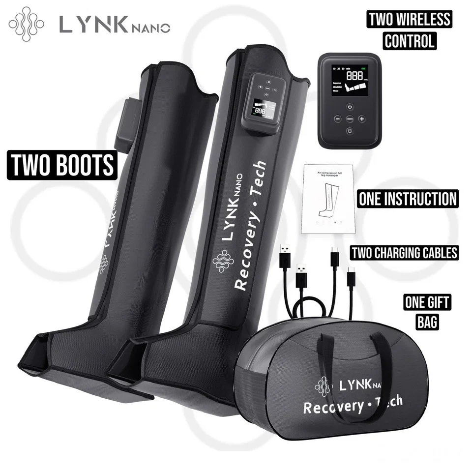 LynkNano Rechargeable 2 Cordless Professional Leg Compression Massager w/ Accessories