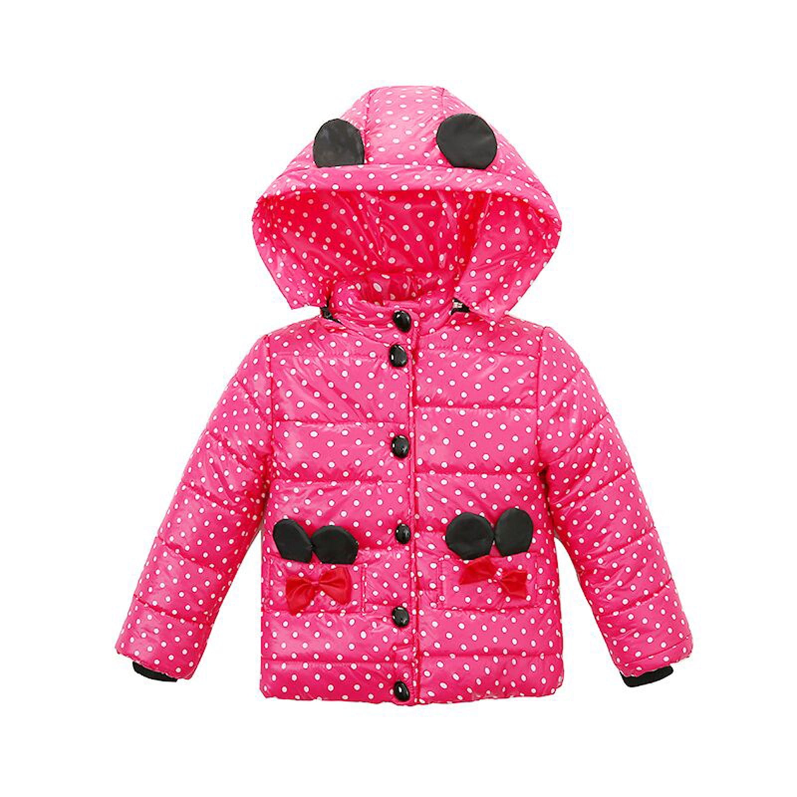 EQWLJWE Fashion Kids Coat Baby Girls Thick Coat Padded Dot Bow Winter
