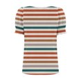 thumbnail image 4 of Atogsazn Tops for Women Summer Casual Ruffle Sleeve Square Neck T Shirts Striped Tee Blouse Fashion 02-Red XXL on Clearance, 4 of 7