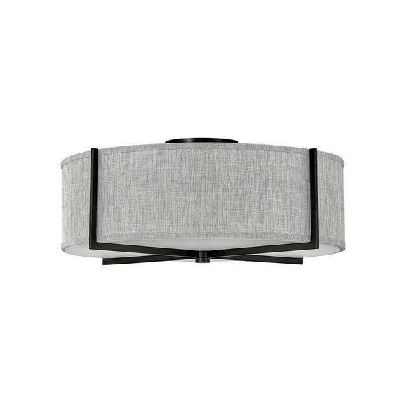 68W 4 Led Large Semi-Flush Mount in Traditional-Rustic Style 25.5 inches Wide By 10.5 inches High-Black Finish-Heathered Gray Shade Color Bailey