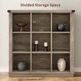 thumbnail image 5 of 9 Cube Farmhouse Bookshelf, 3 Tier Wood Storage Organizer, Rustic Minimalist Floor Display Cabinet for Living Room, Bedroom, Home Office, Grey, 5 of 9
