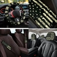 thumbnail image 4 of Uorisanigo Camouflage Flag 14 Pack Car Seat Covers Sets with Soft Comfortable Steering Wheel Cover Center Console Cover Car Headrest Cover Auto Seat Belt Cover Keychain Fit Most Car SUV, 4 of 6