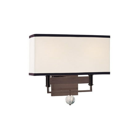 

2 Light Contemporary Metal Wall Sconce with Off-White Fabric Shade-11.75 inches H By 13 inches W-Old Bronze Finish Bailey Street Home 116-Bel-634191