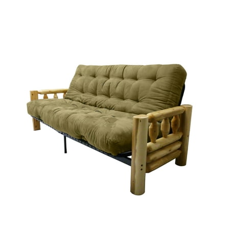 Fenton Green Hobnail Big Sky 10-inch Loft Inner Spring Futon Sofa Sleeper Bed, Full-size, Suede Olive Green ()