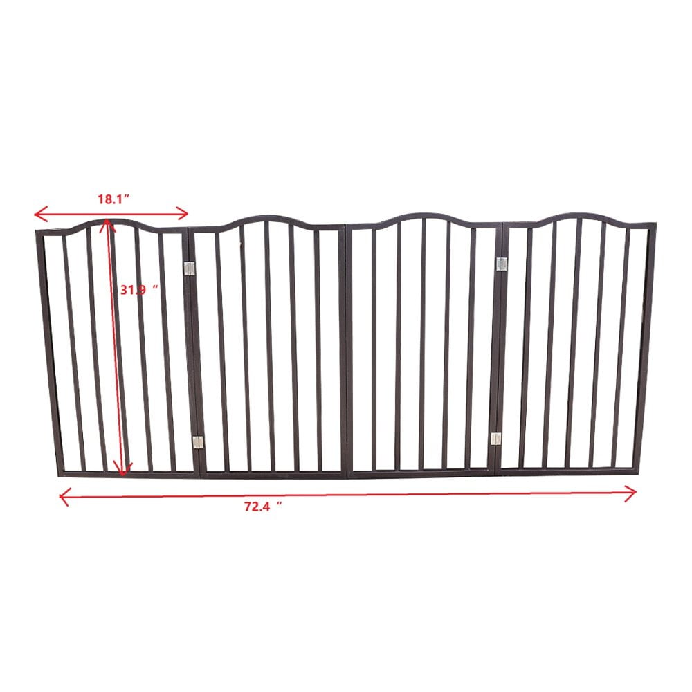 Hassch Dog Gate Foldable Dog Fence Freestanding 4 Panel Pet Gates Freestanding Folding Dog Gates House Pet Gate for Dogs Gate for Indoors,Extra Wide Dog Gate 32in Height Brown