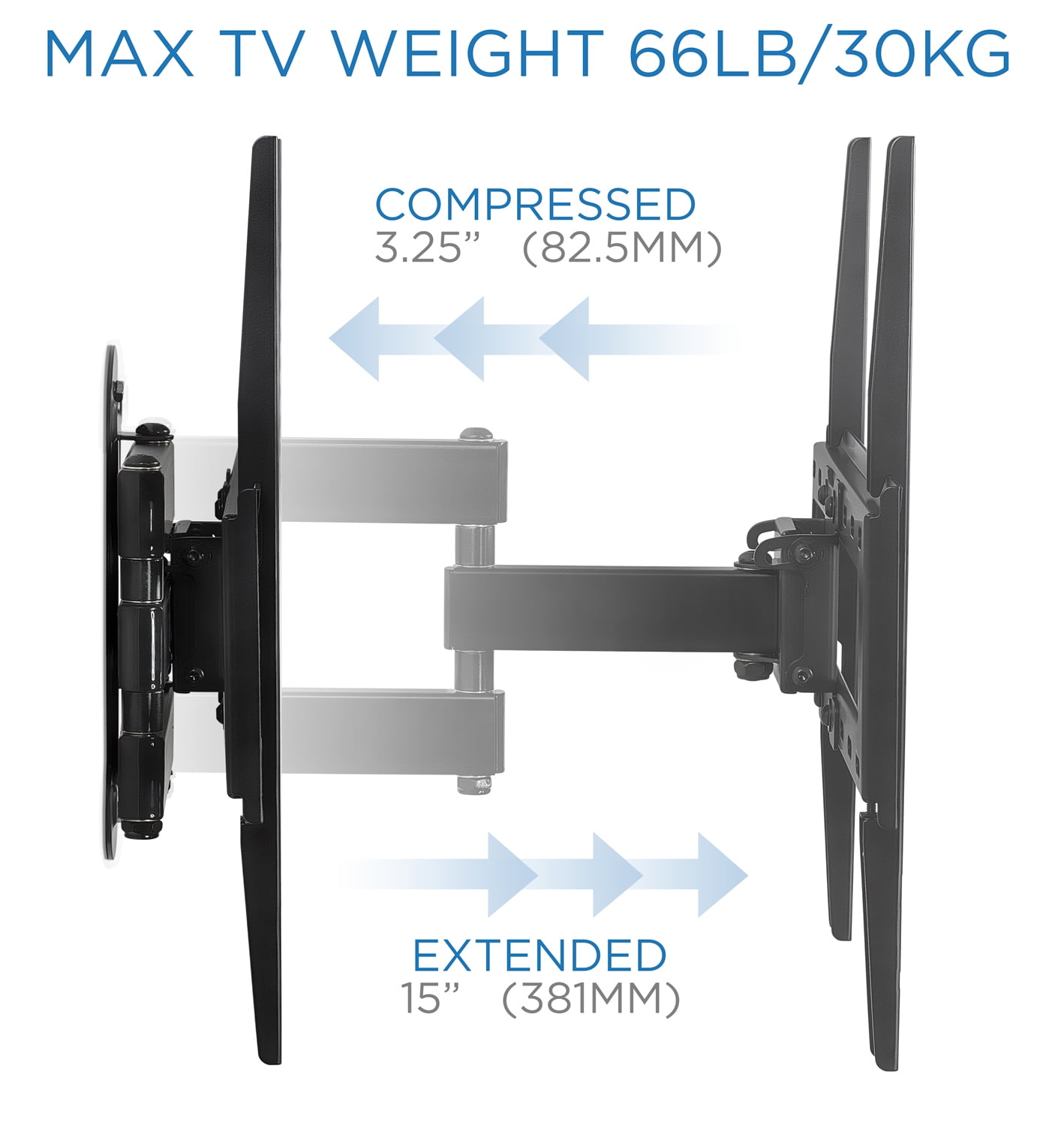 Mount-It! Full Motion Corner TV Wall Mount, Fits 20" to Max 55" TVs, 66 lbs. Capacity