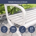thumbnail image 4 of Belleze 50" inch Outdoor Park Bench Garden Backyard Furniture Chair Porch Seat, White, 4 of 5