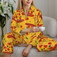 thumbnail image 6 of Pajama Sets for Women 2 Pcs, Cute Delicious Pizza Button Down Long Sleeve Sleepwear Lounge PJ Sets, 6 of 6