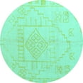thumbnail image 1 of Ahgly Company Indoor Round Oriental Turquoise Blue Modern Area Rugs, 7' Round, 1 of 4