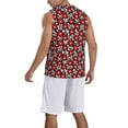 thumbnail image 2 of Naloa Red Floral Basketball Jersey Reversible Men's Mesh Athletic Sports Shirts Training Practice S-4XLLarge, 2 of 6