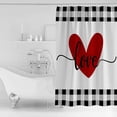thumbnail image 2 of Fabric Bathroom Shower Curtain Valentine''s Day Red Sweet Heart Black and White Buffalo Check Waterproof Curtains with 12 Hooks, 72x72 Inch, 2 of 6