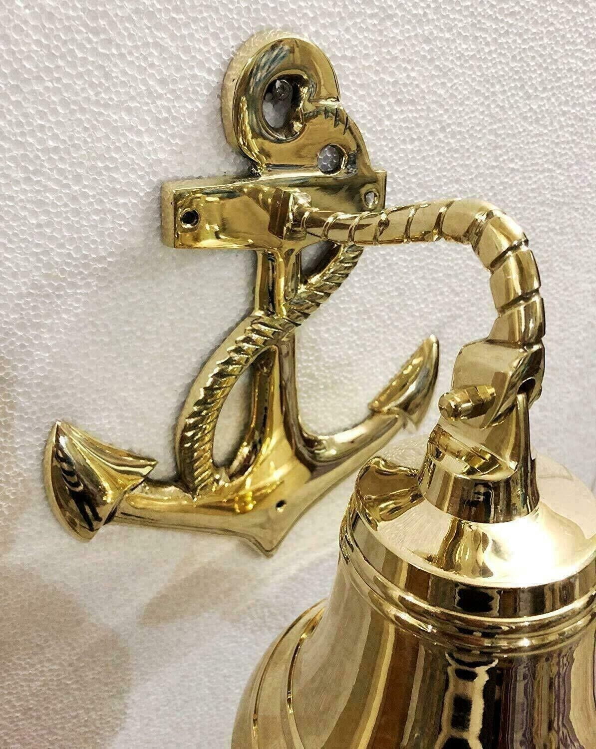 4'' Brass Bell Anchor Ship Nautical Wall Decor Maritime Door Solid Hanging Bell