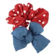 thumbnail image 1 of Ofertas Únicas 1 Pc Lazos de Denim para el Cabello, Lazo de Cabello Elástico Azul Rojo, 1 of 5