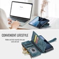 thumbnail image 5 of ShellTech For Samsung Galaxy Z Fold 7 PU Leather Wallet Case with Card Holder Kickstand Magnetic Zipper Pocket Lanyard Strap Wristlet,Leather Flip Case Shockproof Protective Cover,Blue, 5 of 8