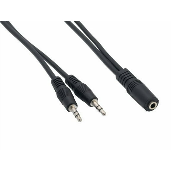 Cable Leader 6ft 3.5mm Stereo Female to Two 3.5mm Stereo Male Audio Cable, Black