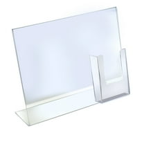 L-Shaped Sign Holder w/ Trifold Pocket: 8.5" W X 11" H Graphic Size. Overall Frame Size: 14" W x 11" H, 2-Pack