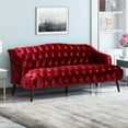 thumbnail image 2 of FFH 3-Seater Velvet Lounge Sofa with Tufted Backrest & Deep Seat Cushion, Comfy Upholstered Couch with Wood Legs, 73.25"*33.25"*32.5", 2 of 9