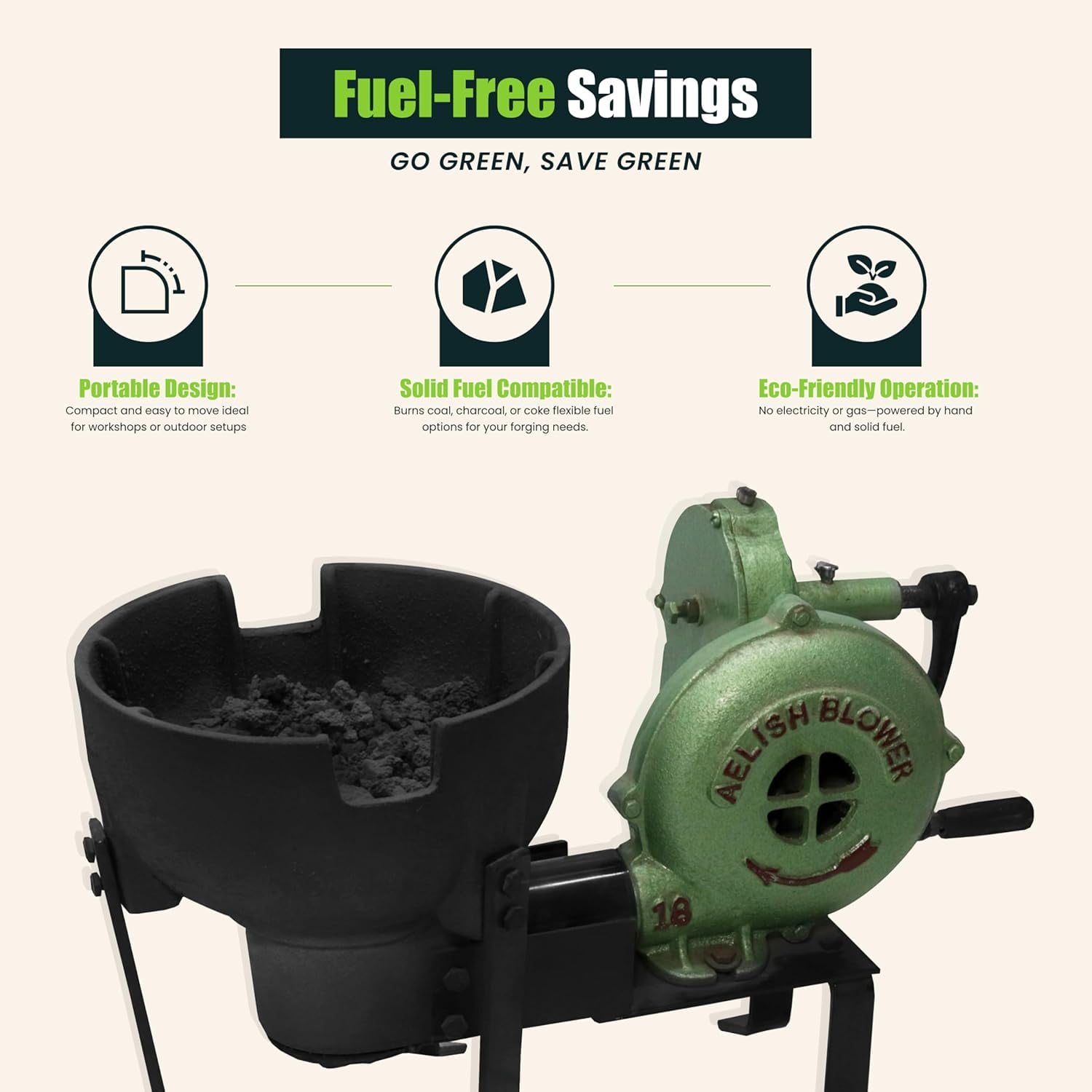 Simond Store -Blacksmithing Coal Forge Furnace with Hand Blower