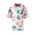 thumbnail image 4 of Womens Plus Size Casual Henley Waffle Knit Button-Up Top Short Sleeve Polo Shirt Hawaiian Shirt, 4 of 5