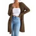 thumbnail image 2 of Cardigan Sweaters for Women Open Front Cardigan Casual Loose Fall Sweater with Pockets Brown M, 2 of 9