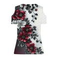 thumbnail image 6 of HomeDM Women's Cold Shoulder Shirts V Neck Short Sleeve T-Shirts Casual Loose Fit Floral Hollow Out Casual Tee Shirts S-2XL, 6 of 7