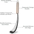 thumbnail image 3 of Espátula de acero inoxidable para utensilios de cocina antiadherentes, espátula flexible de metal para pescado con borde de silicona suave, espátula ranurada para cocinar, raspar y voltear., 3 of 5