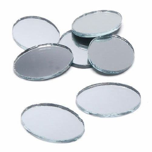 1 x 0.75 inch Mini Glass Craft Oval Mirrors Bulk 48 Pieces Oval Mosaic Mirror Tiles