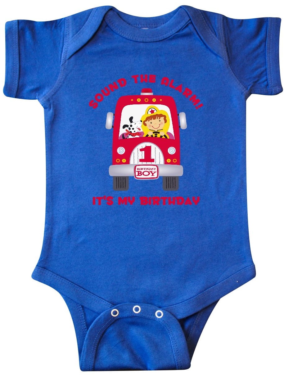 inktastic 1st Birthday Fire Truck Long Sleeve Creeper