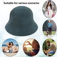 thumbnail image 5 of 56-58cm hat circumference female summer hat cute face-covering sunscreen fisherman hat simple knitted breathable bucket hatgreen, 5 of 5