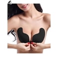 thumbnail image 4 of PULLIMORE Push Up Adhesive Bra Chest Gathered V Neck Silicone Bras Strapless Backless Invisible Bras (Cup D, Black), 4 of 10