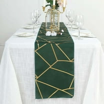 Efavormart 9FT Hunter Emerald Green Geometric Table Runner With Gold Foil Patterns