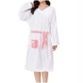 thumbnail image 2 of Kaemgyyd Robes for Women Fluffy Fuzzy V Neck Bath Robe Knee Length Bathrobe Bow Front Ladies Outfits（White,One Size）, 2 of 7