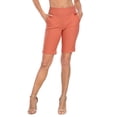 thumbnail image 5 of HDE Pull On Bermuda Shorts For Women Mid Rise 10" Inseam Shorts with Pockets Dark Coral - L, 5 of 6