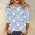 thumbnail image 2 of lcziwo Womens 3/4 Length Sleeve Shirts Easter Eggs Graphic Tees Shirt Casual Round Neck Pullover Blouses Cute Rabbit Print Tunic Tops Multicolor S, 2 of 6