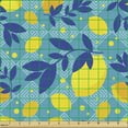 thumbnail image 2 of Fruit Upholstery Fabric by the Yard, Lemons and Leaves Pattern in Cartoon Style on Background Geometric Shapes, Decorative Fabric for DIY and Home Accents, Yellow and Multicolor by Ambesonne, 2 of 5