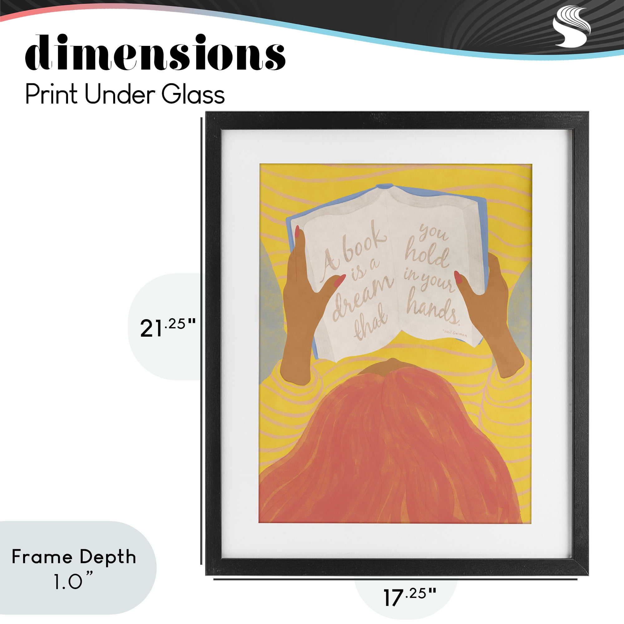 Stupell Industries A Book Is A Dream Black Framed Print Under Glass, design by Kristina Hultkrantz