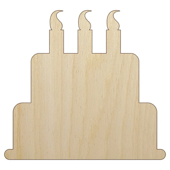 Birthday Cake Wood Shape Unfinished Piece Cutout Craft DIY Projects - 4.70 Inch Size - 1/8 Inch Thick