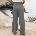 thumbnail image 6 of LRJTENG Linen Pants Women Comfy Flowy Wide Leg Pants Summer Baggy High Waisted Palazzo Beach Pants Trousers with Pockets, 6 of 7