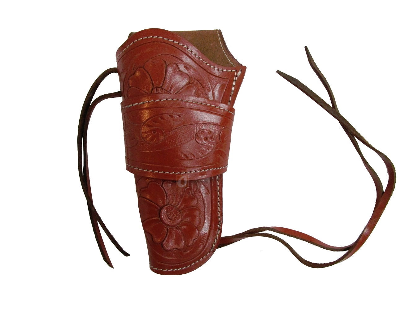 Leather Holster Long Barrel OWB Revolver Pistol Fit Floral Tooled Red - Left Hand