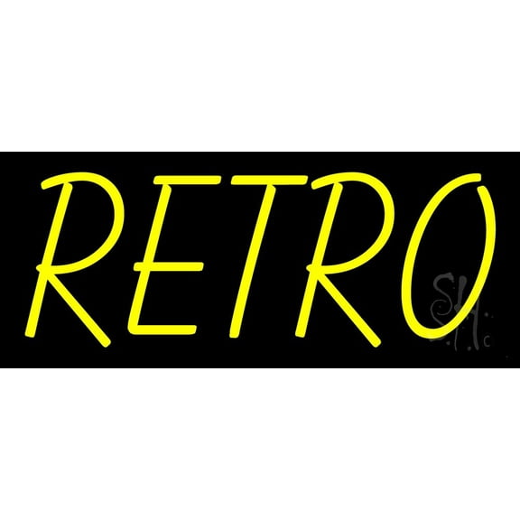 Yellow Retro LED Neon Sign 6 x 15 - inches, Black Square Cut Acrylic Backing, with Dimmer - Bright and Premium built indoor LED Neon Sign for café, club, party, event and stroefront.