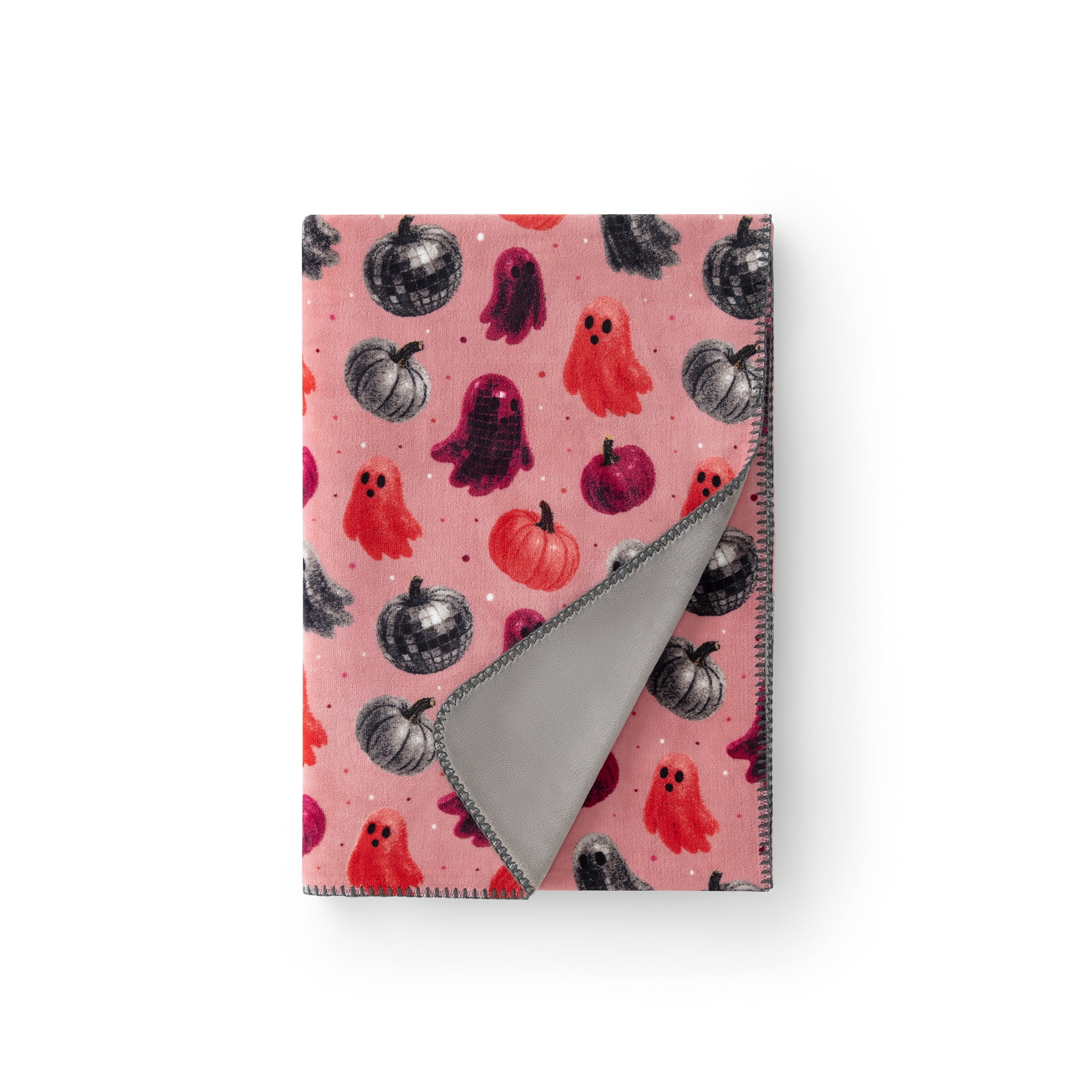 Boo-tique Halloween Throw Blanket, Reversible Soft Blanket,Ghost Party, Pink, 50" x 72"