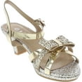thumbnail image 3 of Link Smart-79K Girl's Glitter Bow Strap Buckle Platform Wrapped Heel Sandals, 3 of 7