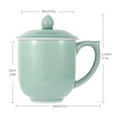thumbnail image 3 of Celadon Teacup, Green Valley Luxury Ancient Chinese Generals Celadon Cup with Lid, 15oz, Plum Green, 3 of 7