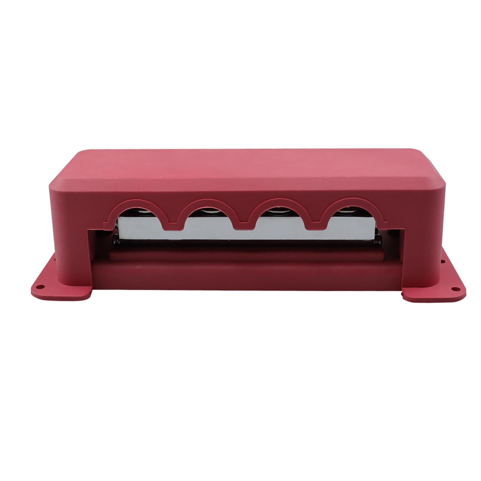 Power Distribution Block, Junction Block, 600 Amp Rating with Cover, 4x 3/8" Terminal Block Busbar for Truck RV Boat Marine Red