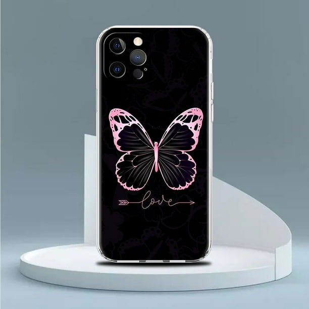 Funda transparente de silicona para teléfono móvil Apple, carcasa bonita de mariposa rosa para iPhone 14, 13, 11, 12 Pro, 7, 8 Plus, XR, X, XS, Max, 6, 6S, 14Pro Fivean unisex