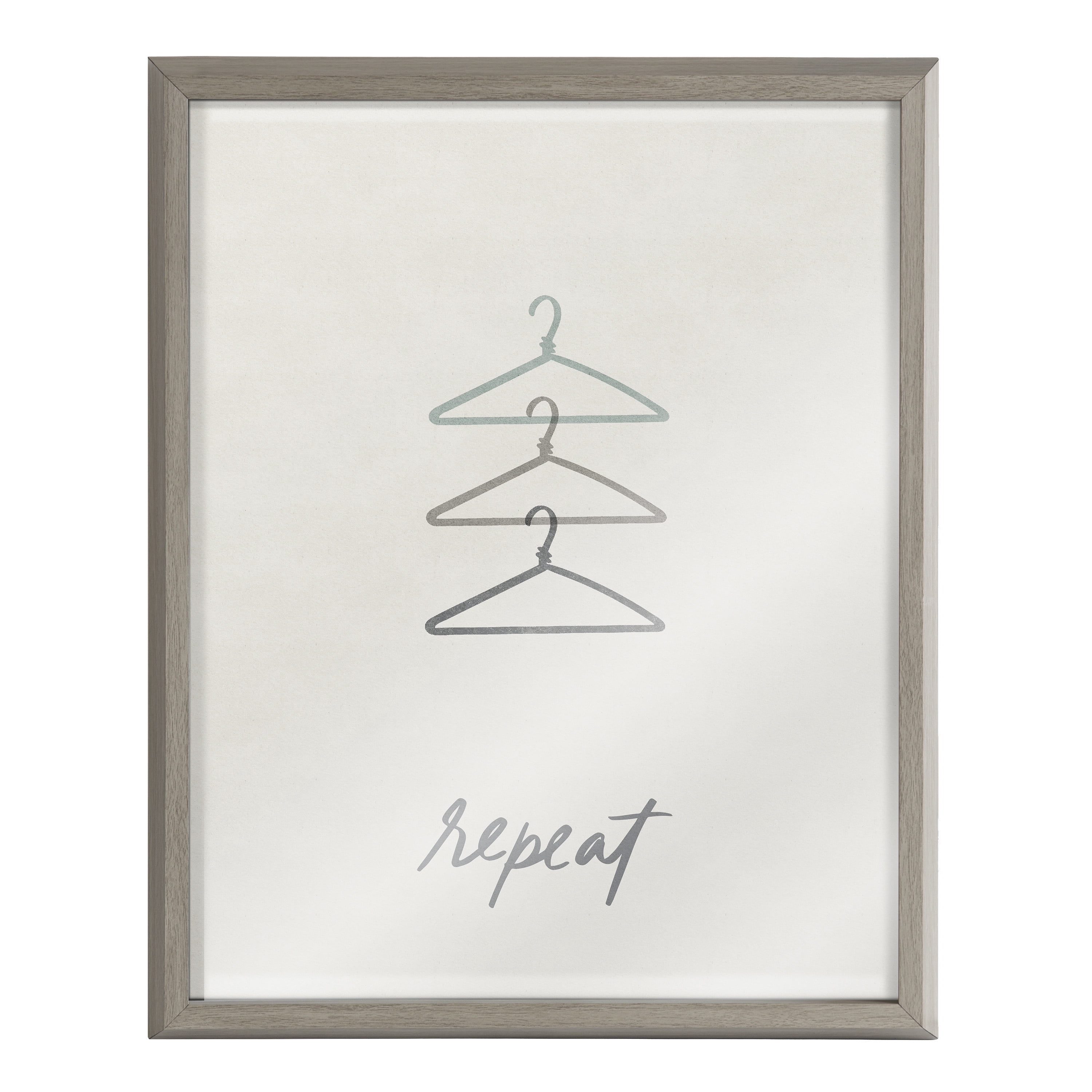 Kate and Laurel Blake Repeat Framed Printed Glass Wall Art by Elizabeth Silver, 16x20 Gray, Decorative Whimsical Laundry Themed Art Print for Wall