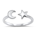 thumbnail image 1 of Open Moon Star Adjustable Universe Ring .925 Sterling Silver Band Jewelry Female Male Unisex Size 8, 1 of 4