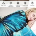 thumbnail image 3 of Blue butterfly printed blanket, lightweight, ultra soft, comfortable flannel blanket, bed, living room sofa, high-end air conditioning, cool adult and children's blanket, 3 of 6